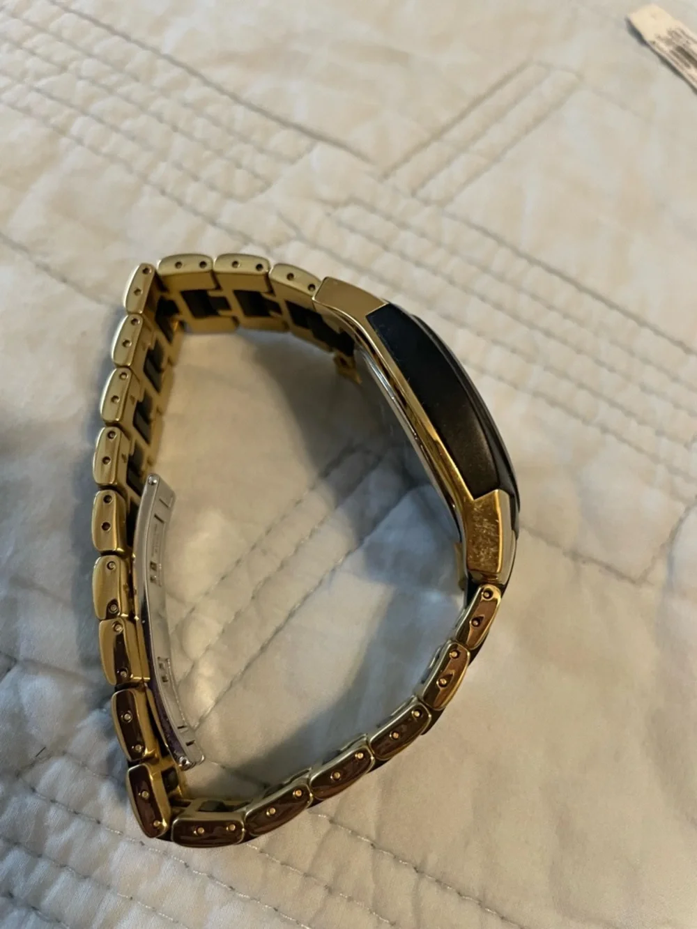kate spade Two-Tone Stainless Steel Boyfriend Watch in Black & Gold